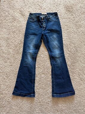 Women's Dark Blue Flare Jeans - Classic Denim